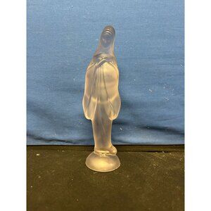 Frosted Glass Virgin Mary Figurine Religious Decor 8 Inches Tall Spiritual Home
